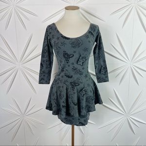 Vintage BETSEY JOHNSON Mark Mahoney Tattoo Bodycon PUNK Peplum Dress